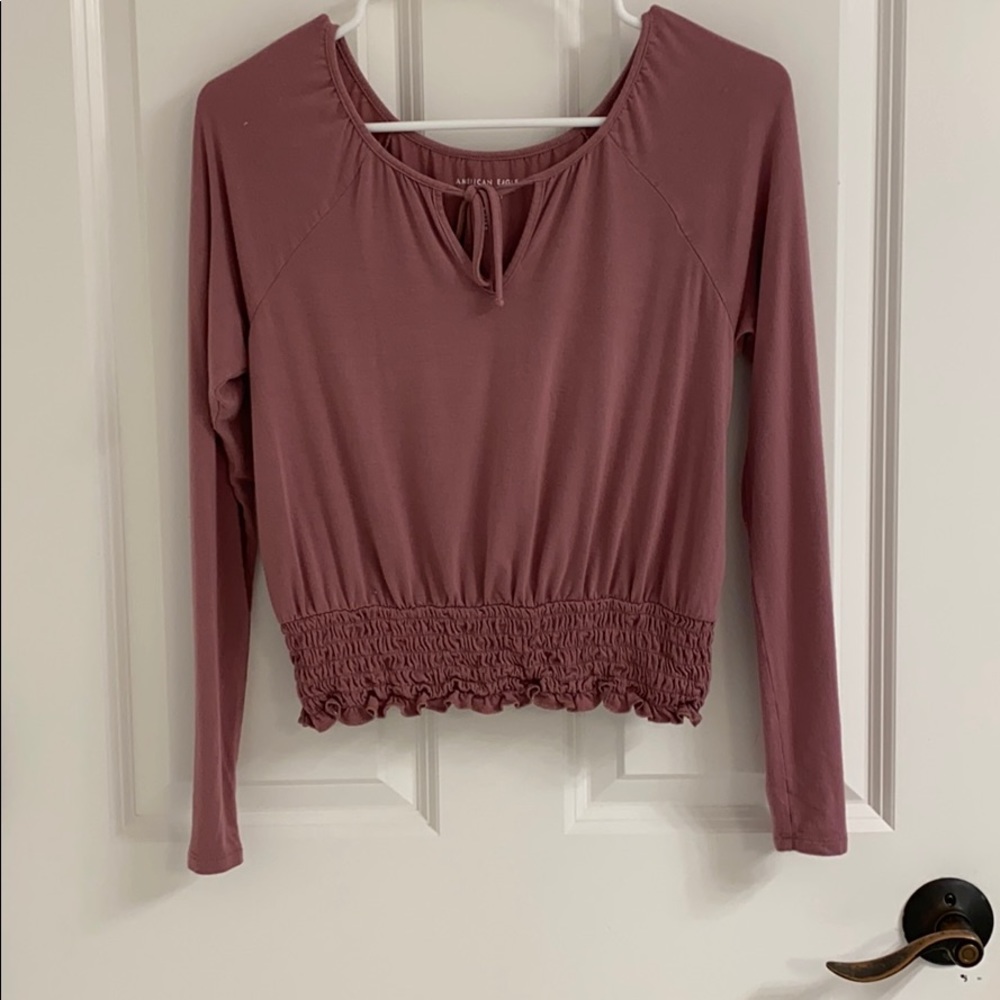 AE Soft and Sexy Mauve Bubble Elastic Top